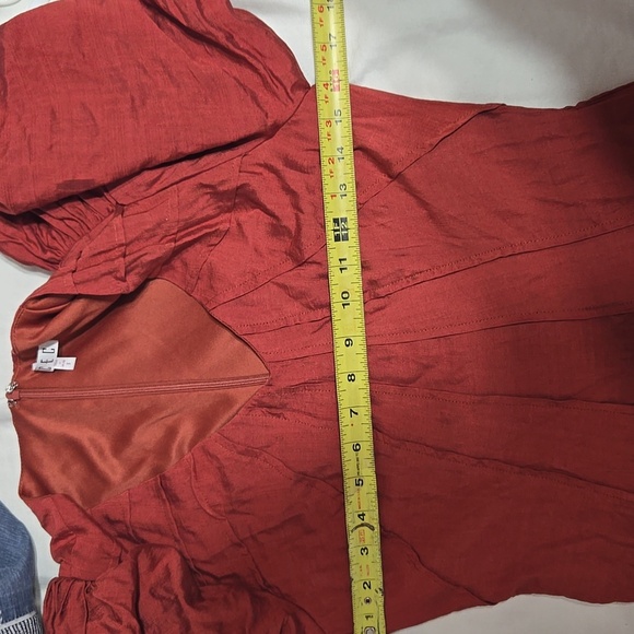 TCEC Red Puffy Sleeves Mini Dress Sz Small - Picture 10 of 10